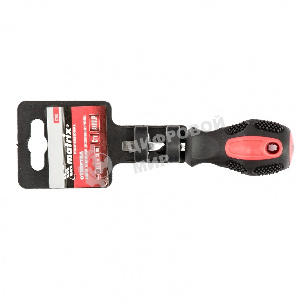 Отвертка Matrix Anti-Slip, SL5,0 х 38 мм, CrV, двухкомп. рукоятка