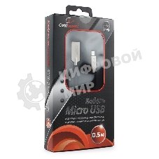 Кабель USB2.0 Cablexpert CC-P-mUSB02Bk-0.5M, AM/microB, серия Platinum, длина 0.5м, черный, блистер