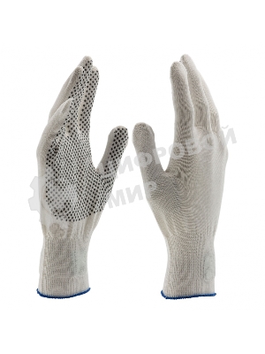 Перчатки из синтетической нити, ПВХ точка, 13 класс, белые, XL Россия