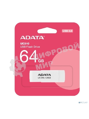 Флешка USB ADATA UC310 (UC310-64G-RWH), 64Gb, USB 3.2 Gen 1, R/W 100/30, белый