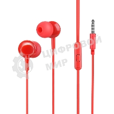 Проводные наушники Hoco M14 красный, внутриканальные, Jack 3.5 мм