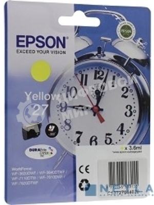 Картридж струйный Epson T2704 (C13T27044022/C13T27044020) желтый, 300 стр., для WF7110/7610/7620 (300стр.)