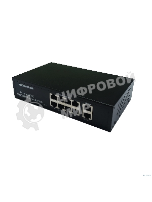 Коммутатор неуправляемый NEOMAX NMS-110PoE-100-S, 10 портов 100 Mbps, 8xPoE, металл