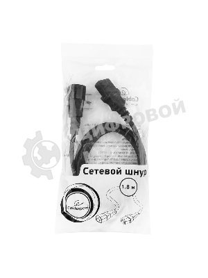 Кабель питания сист.блок-монитор Cablexpert PC-189, 1.8м, C13-C14, 6А, черный, с заземлением