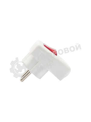 Вилка Евро Rexant угловая с з/к 16А белая с кнопкой