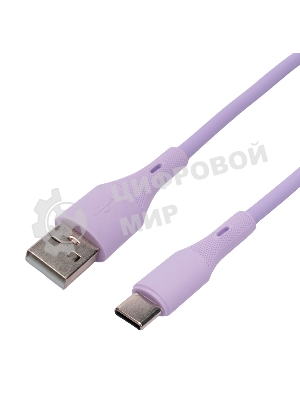 Кабель USB2.0 Cablexpert CC-USB2S-AMCM-1M-V AM/Type-C, 3А, 18Вт, QC3.0, силиконовый, медь, 1м, фиолетовый, пакет