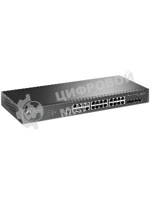 Коммутатор TP-Link JetStream 24-port Pure-Gigabit L2+ Managed Switch, 24 10/100/1000Mbps RJ45, 4*10G SFP+ Slots