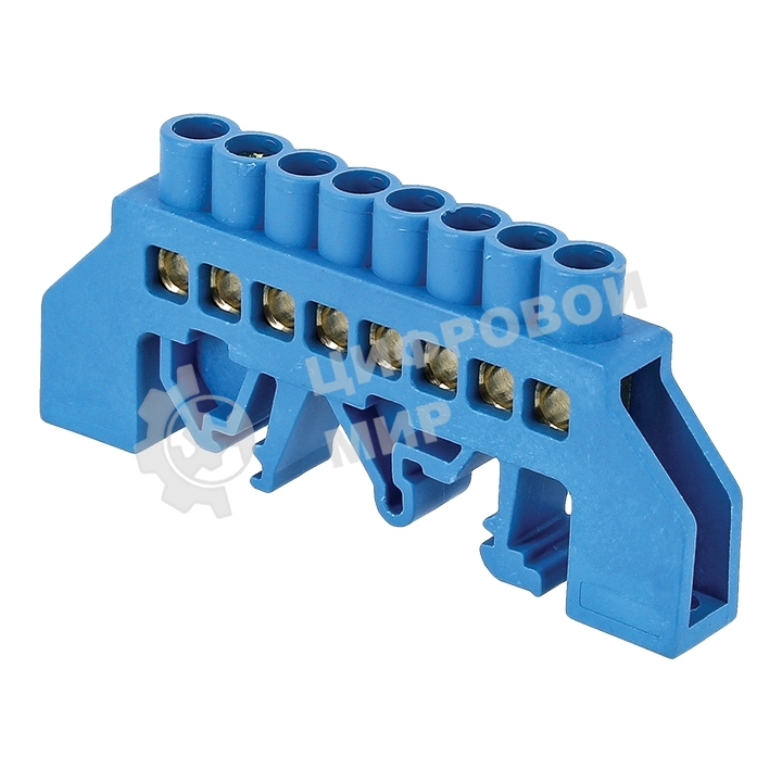 Шина нулевая N 8х12 8 отвер. латунь син. нейлоновый корпус комбинированный PROxima EKF sn0-125-8-dn