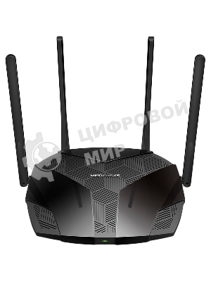 Двухдиапазонный роутер MERCUSYS MR80X AX3000 Wi-Fi 6, до 574 Мбит/с на 2,4 ГГц + до 2402 Мбит/с на 5 ГГц,4 фиксированные внешние антенны, 3 гигабитных порта LAN, 1 гигабитный порт WAN