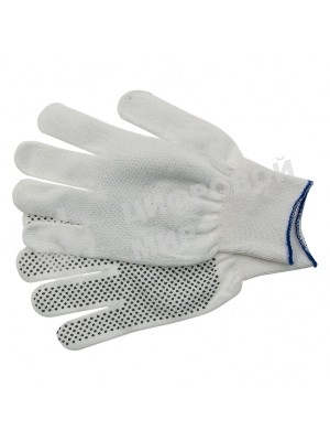 Перчатки из синтетической нити, ПВХ точка, 13 класс, белые, XL Россия