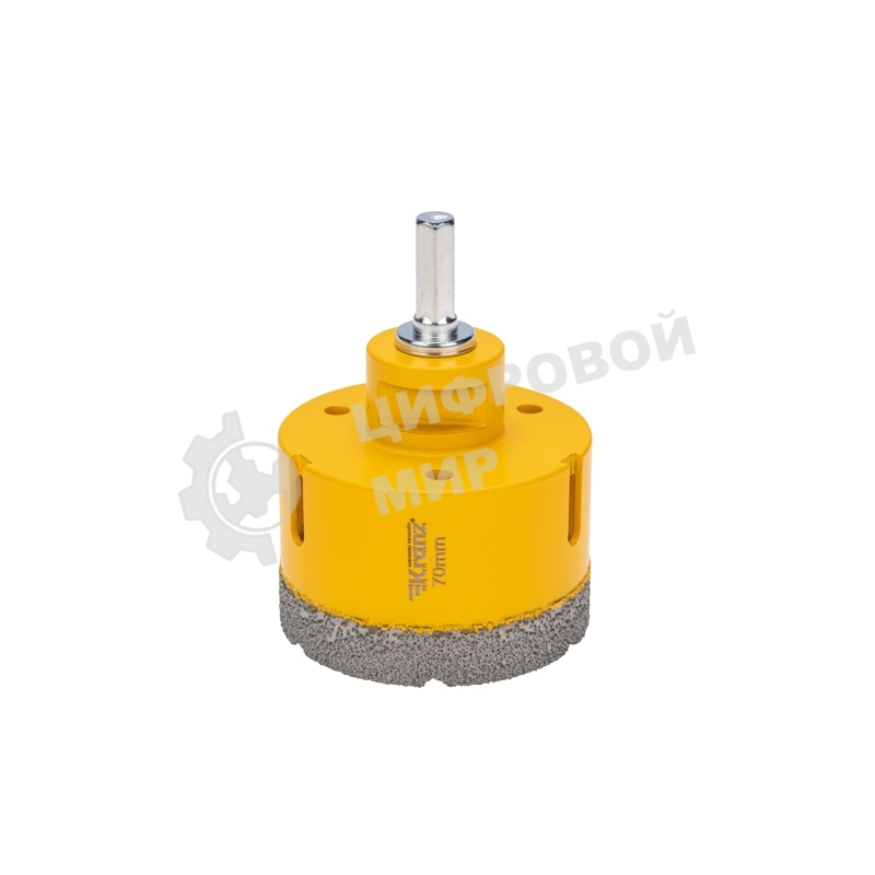 Коронка алмазная профессиональная по керамограниту и железобетону Kranz М14, вакуумное спекание, 70 мм, для УШМ