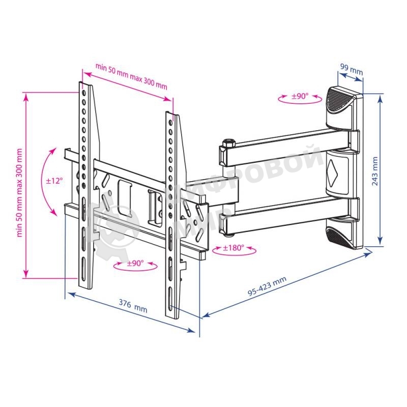 Кронштейн для телевизора Kromax PIXIS-XS черный 22