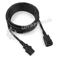 Кабель питания сист.блок-монитор Cablexpert PC-189-1-5M, 5м, C13-C14, 3x1кв.мм., черный, с заземлением