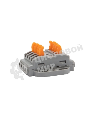 Клемма соединительная Rexant многоразовая проходная 4 полюса с монтажной площадкой (0,08-4 мм²), серый (25 шт./уп.)