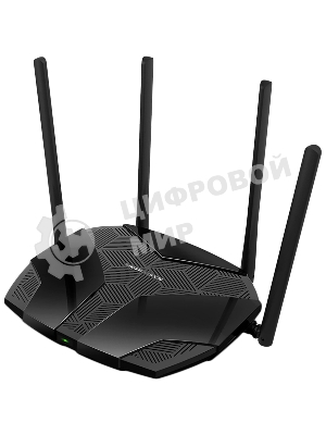 Двухдиапазонный роутер MERCUSYS MR80X AX3000 Wi-Fi 6, до 574 Мбит/с на 2,4 ГГц + до 2402 Мбит/с на 5 ГГц,4 фиксированные внешние антенны, 3 гигабитных порта LAN, 1 гигабитный порт WAN