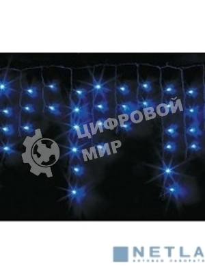 Гирлянда Neon-night Айсикл (бахрома) светодиодный, 2,4х0,6м, эффект мерцания, белый провод, 230 В, диоды синие, 88 LED