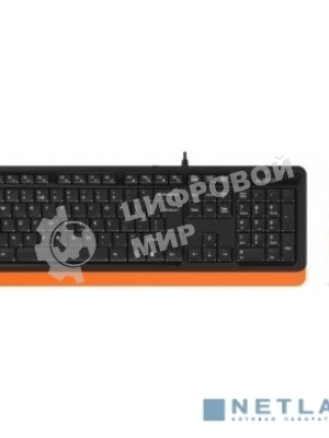 Комплект клавиатура+мышь A4Tech FStyler F1010 проводной, USB, 1600 DPI, чёрный/оранжевый