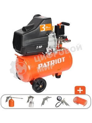 Компрессор Patriot EURO 24-240K + набор пневиоинструмента KIT 5В1.5кВт 220В 240л/мин 24л