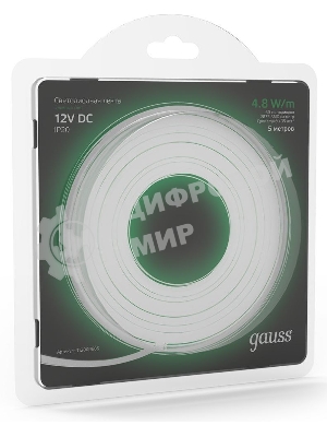 Лента светодиодная GAUSS 312000605 LED 2835/60-SMD 4.8W 12V DC зеленый блистер 5м
