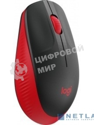 Мышь беспроводная Logitech M190 черный/красный, 1000 dpi, радиоканал, USB, кнопки - 3