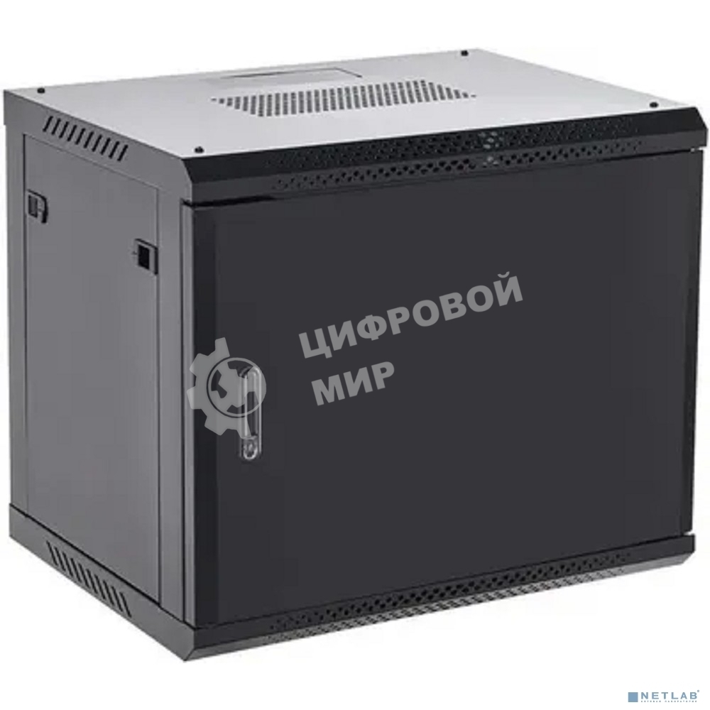 Шкаф коммутационный Rexant настенный 9U 600x600 мм пер. дв. металл черный