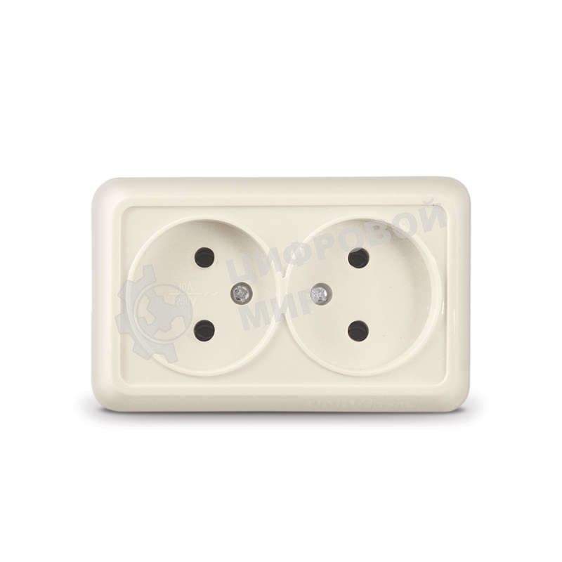 Розетка 2-м ОП Олимп 16А IP20 беж. Universal Б-О0102
