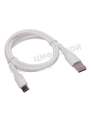 Кабель USB2.0 Cablexpert CC-USB2S-AMCM-1M-W, AM/Type-C, 3А, 18Вт, QC3.0, силиконовый, медь, 1м, белый, пакет