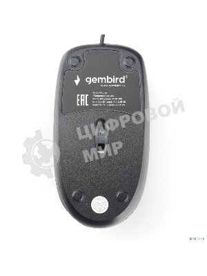 Мышь проводная Gembird MOP-200 черный, 1000 dpi, USB, кнопки - 3