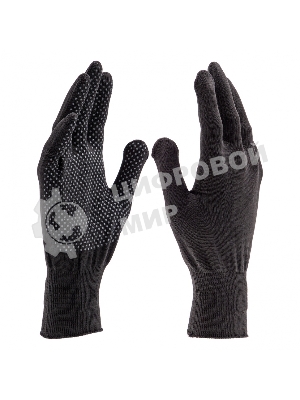Перчатки из синтетической нити, ПВХ точка, 13 класс, черные, XL Россия