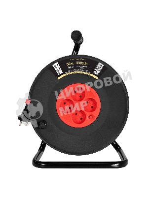 Удлинитель на катушке ExeGate industrial ECS-10-2-50 (4 евророзетки, IP20, 50 м, защита от детей, защита от перегрузки, 2х1,0 мм2, 10А/2.3 кВт)