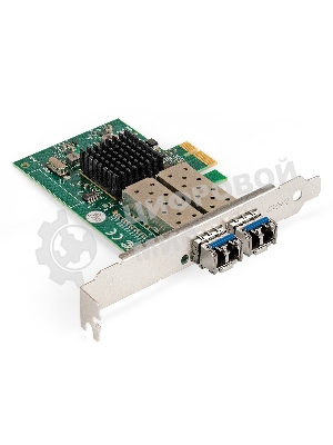 Комплект: Сетевой адаптер SFP ExeGate EXE-82576-F2 + 2xТрансивер Single-Mode до 20км ExeGate EXT-1G-SM1310-LC2-20KM (EX296229RUS: PCI-E x1 v2.0, порты 2x SFP (10/100/1000Mb/s), Gigabit Server NIC Intel Chipset 82576-F2 + 2xEX298328RUS: Tx:1310/Rx:1310 нм, до 20 км, разъем Duplex LC)