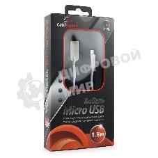 Кабель USB2.0 Cablexpert CC-P-mUSB02W-1.8M, AM/microB, серия Platinum, длина 1.8м, белый, блистер