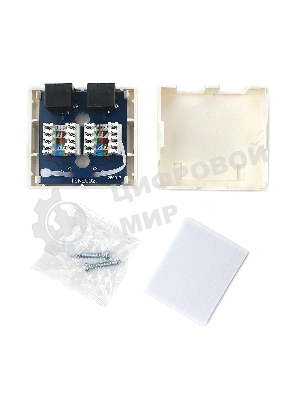 Розетка Cablexpert NA218 RJ-45 кат.6 внешняя 2 порта, 110&Krone