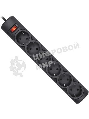 Сетевой фильтр Defender DFS 153 3 м, черный, 6 розеток