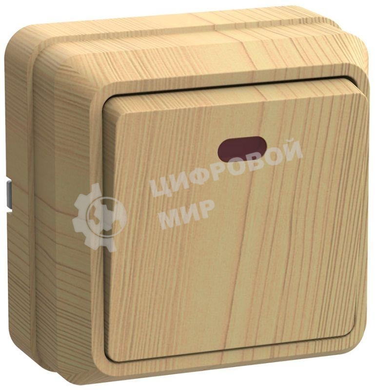 Выключатель 1-кл. ОП ОКТАВА 10А IP20 с индик. сосна IEK EVO11-K03-10-DC