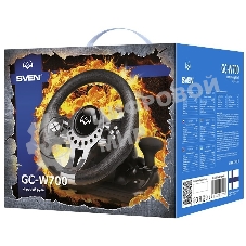 Руль SVEN GC-W700 (педали, вибро, скоба, лепестки, АКПП, D-pad, 12 кл, резин. вставки, PC/Xinput)