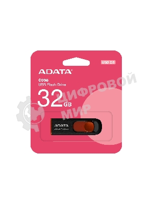Флешка USB ADATA С008 (AC008-32G-RKD), 32Gb, USB 2.0, R/W 15/5, черный/красный