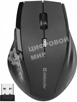 Мышь беспроводная Defender Accura MM-365 черный, 1600 dpi, радиоканал, USB, кнопки - 6