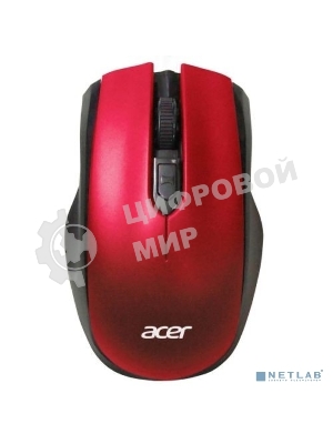 Мышь беспроводная Acer OMR032 черный/красный, 1600 dpi, радиоканал, USB, кнопки - 4