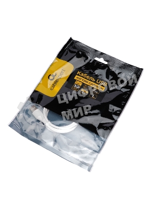Кабель USB2.0 Cablexpert CC-USB2S-AMCM-1M-W, AM/Type-C, 3А, 18Вт, QC3.0, силиконовый, медь, 1м, белый, пакет