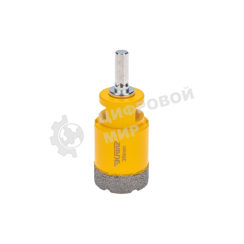 Коронка алмазная профессиональная по керамограниту и железобетону Kranz М14, вакуумное спекание, 38 мм, для УШМ