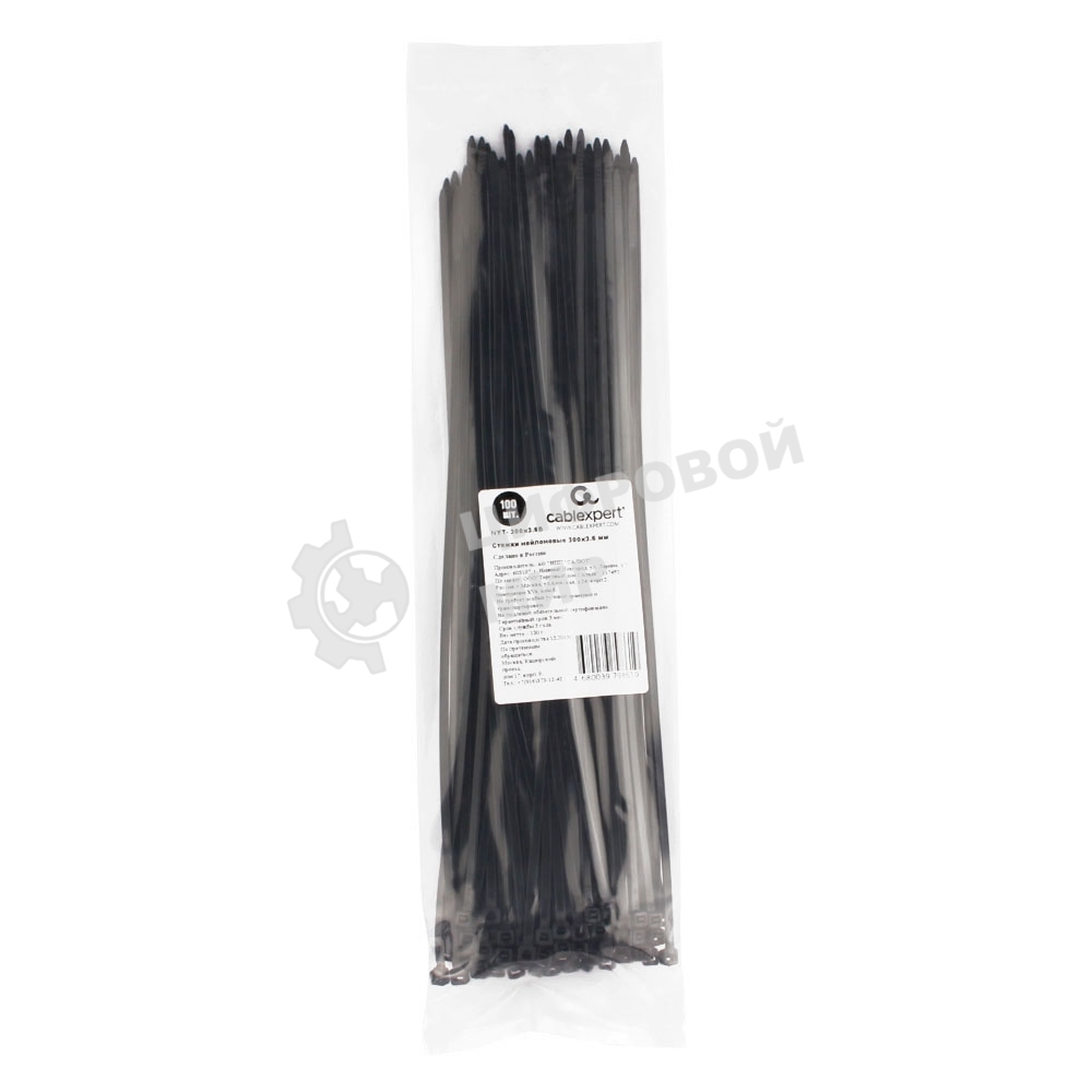 Стяжки NYT-300x3.6B пластиковые 300 мм х 3.6 мм, черные (100 шт.)