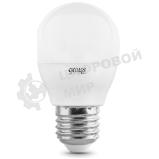 Лампа светодиодная Gauss Elementary 6Вт цок.:E27 шар 220B 3000K св.свеч.бел.теп. (упак.:10шт) (53216)