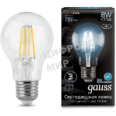 Лампа светодиодная Filament A60 E27 8Вт 4100К GAUSS 102802208