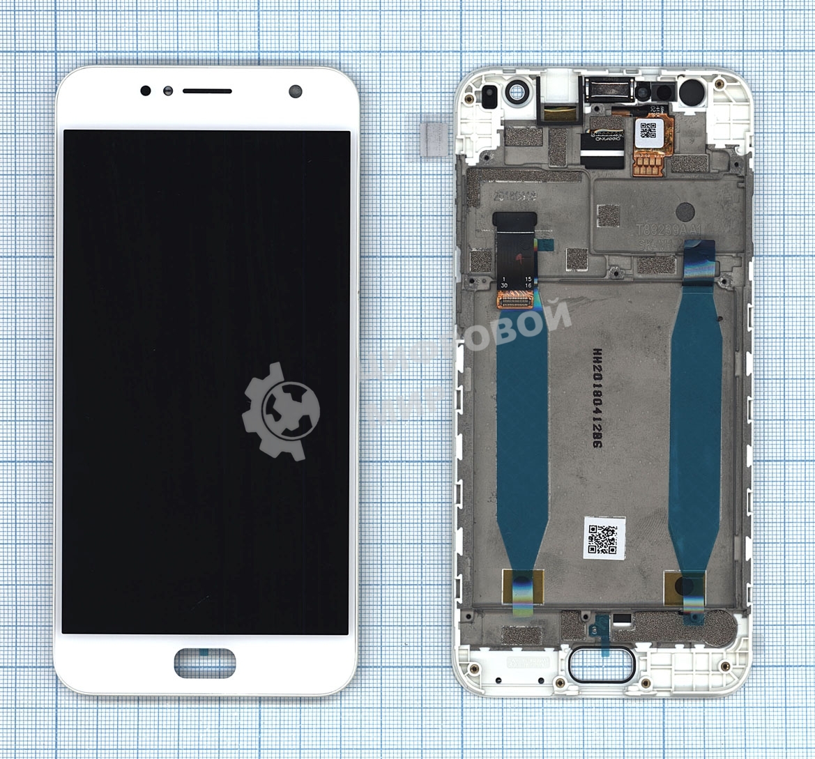 Дисплей для Asus ZenFone Live ZB553KL белый с рамкой