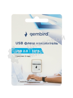 Флешка USB Gembird GFL-2.0-32mini, 32Gb, USB 2.0, R/W 30/15, белый