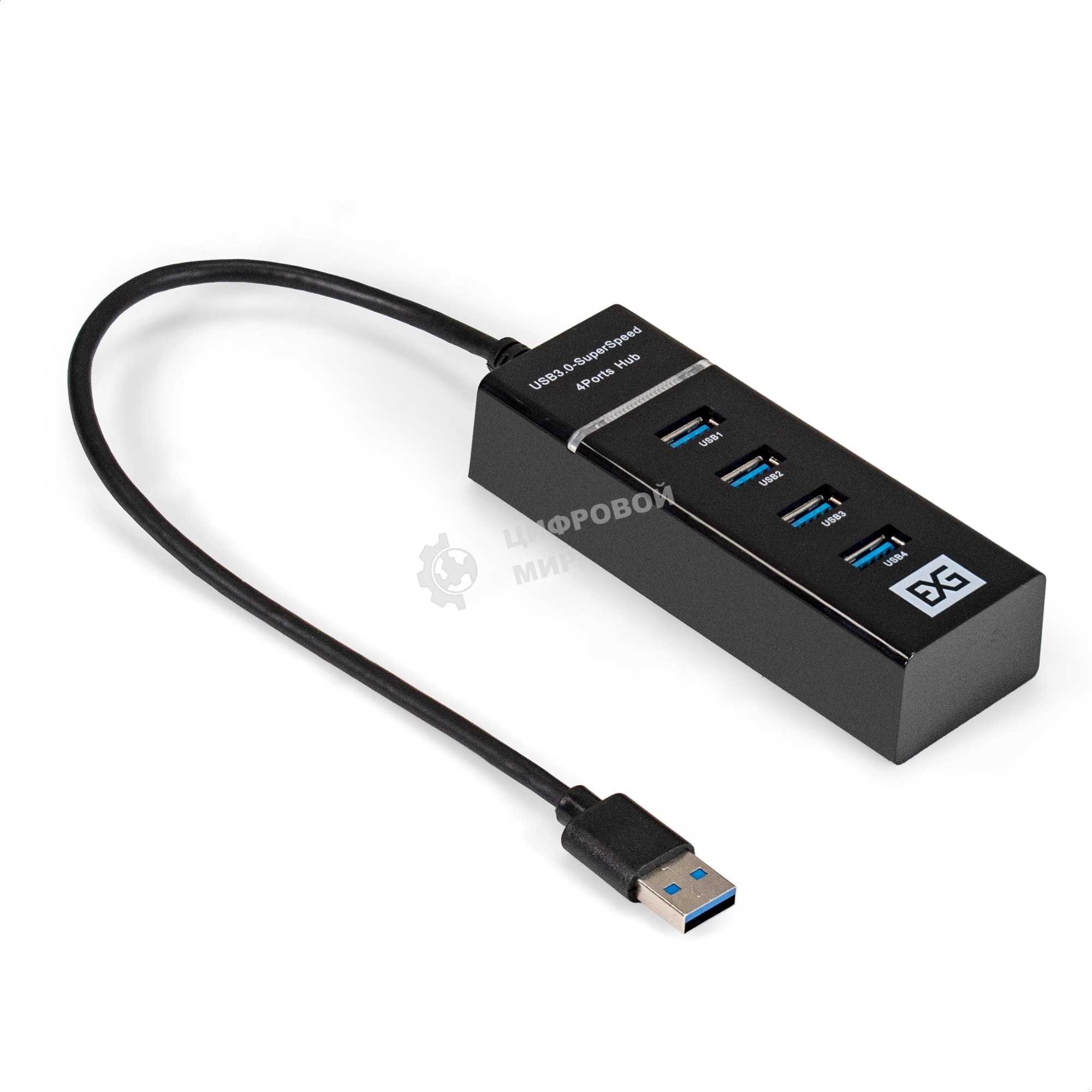 USB-концентратор 4-в-1 ExeGate DUB-331T (кабель-адаптер USB3.0 --> 3xUSB2.0, 1xUSB3.0, Plug&Play, черный)