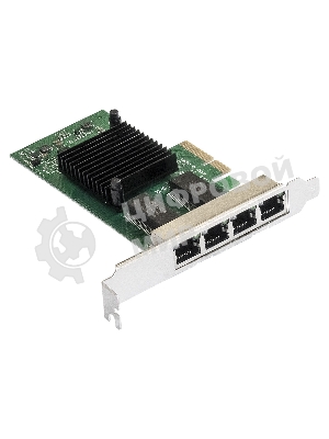 Сетевой адаптер ExeGate EXE-I350-T4V2 (PCI-E x4 v2.1, порты 4xRJ45 (медные), 10/100/1000Mbps, Gigabit NIC Intel Chipset NHI350AM4)