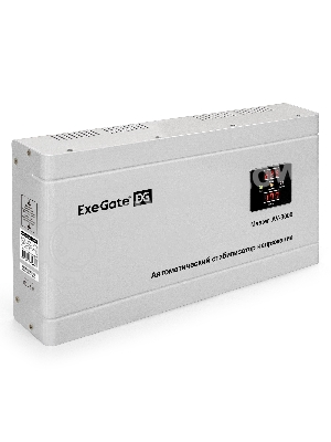 Стабилизатор напряжения ExeGate Master AV-3000 (3000ВА, 140-260В, цифр. индикация вход/вых. напряжения, 220В±8%, КПД 98%, 5 уровней защиты, задержка, метал.корпус, клем.колодка, RTL)
