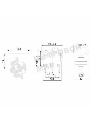 Выключатель клавишный Rexant 250V 6А (3с) ON-ON черный Mini